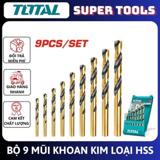 Total bộ 9 mũi khoan kim loại hss tacsd0095