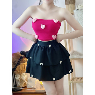 Váy 2 tầng xoè đính nơ lưng chun [Ảnh chụp]