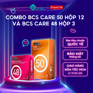  Combo Hộp 12 Bao Cao Su Có Gai Gân CARE 50 và Hộp 3 Bcs Gai CARE 48 Tăng Cường Gel Bôi Trơn Tăng Khoái Cảm 