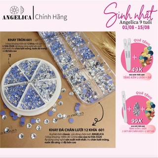 Đá nail chân lưới 12 khía màu trắng crystal trang trí móng ANGELICA 601 KANG