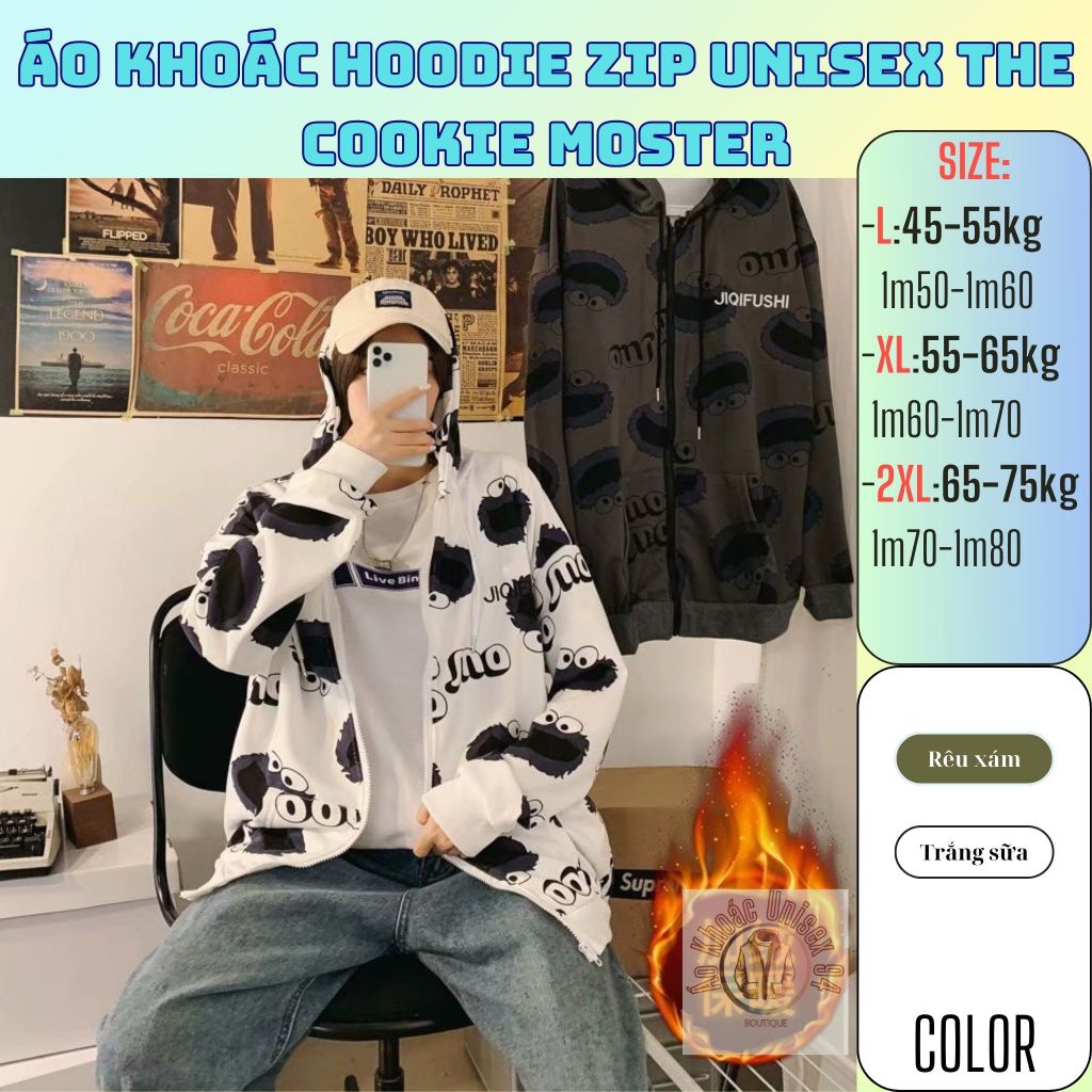 Áo Khoác Hoodie Zip UNISEX The Cookie Moster [A09]