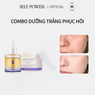 Combo Skincare Dưỡng Trắng Phục Hồi Da Cấp Ẩm Sâu, Serum Trắng Da 30ml + Kem Dưỡng Săn Chắc Căng Bóng Da 50g SELF POWER