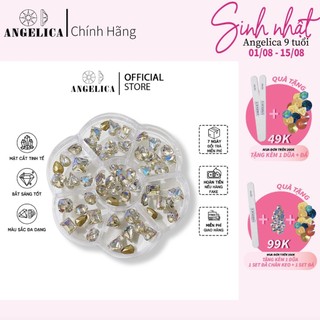 Set mix đá khối thủy tinh nail chân vàng trang trí móng ANGELICA SDK50 SKMN