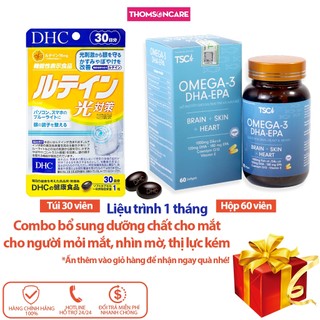 Viên uống tăng cường thị lực, tốt tim mạch - Combo Dầu cá Omega 3 TSC 60v và DHC Lutein Blue Protection 30v- Thomsoncare