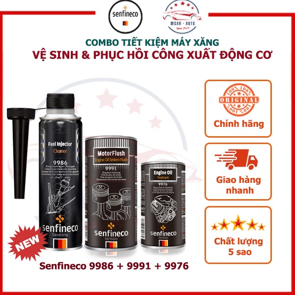 [Senfineco 9986 + 9991 + 9976] Bộ Combo Bô Vệ Sinh Và Khôi Phục Công Suất Động Cơ Xăng