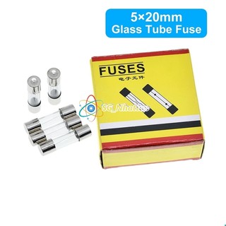 Hộp 100C cầu chì ống thủy tinh 5x20mm dòng điện khác nhau tùy chọn
