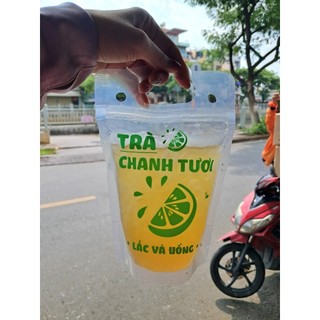 Combo 50 túi zip trà sữa size 500ml đủ mẫu kèm ống hút cao cấp
