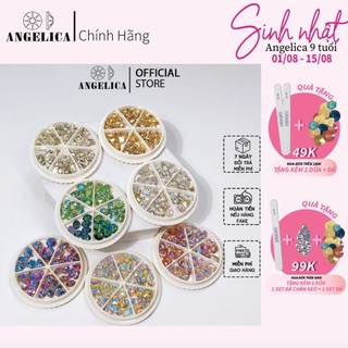 Đá khối nail khay tròn mix hình trang trí móng ANGELICA KTK 36 và 24 Viên