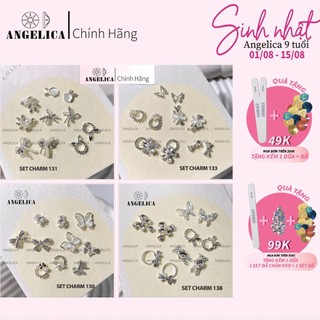 Set charm đá nails 10 chiếc kim loại ánh vàng, ánh bạc trang trí móng  ANGELICA SMC