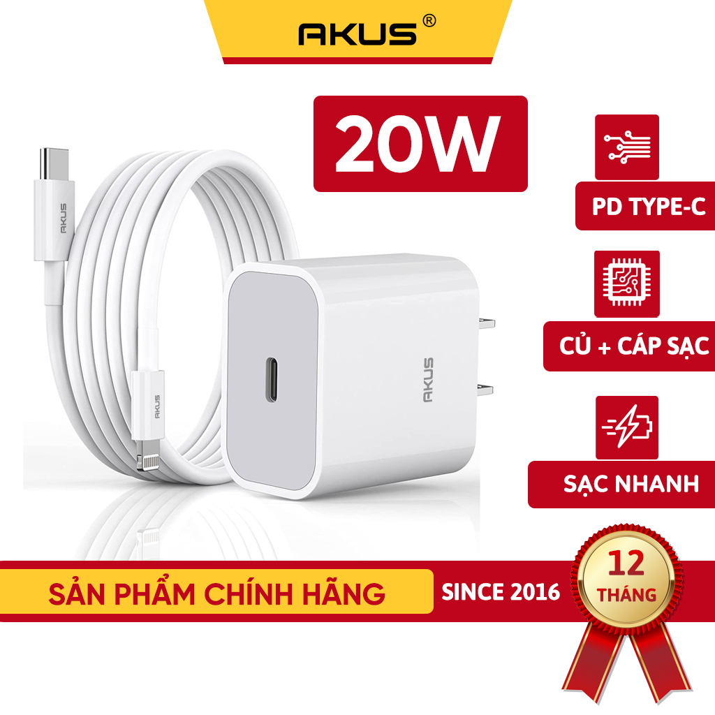 Bộ củ cáp sạc nhanh PD20W - AKUS