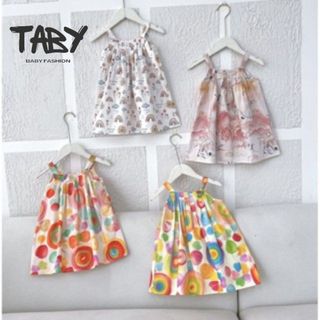  Váy hai dây thô mềm họa tiết bắt mắt, kiểu dáng basic phù hợp cho bé đi học đi chơi cho bé từ 9-26kg OP5500