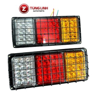  Bộ 2 đèn hậu led có khung sắt bảo vệ đèn 12v 24v cho xe ben,xe tải chất lượng tốt 