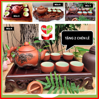 [TẶNG 2 CHÉN] Combo Ấm Chén Và Khay Sịn, Tặng thêm 2 Chén, Bộ ấm chén trà Bát Tràng.