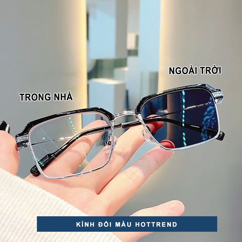 Kính râm nam đổi màu Seisen Kr13 kính mát gọng vuông retro đơn giản thời trang gọng kính chống ánh sáng xanh