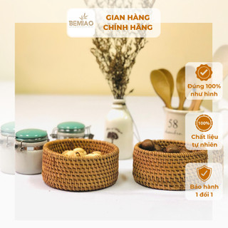 Bát mây tròn BEMIAO bát decor trang trí phòng ăn, đựng bánh kẹo, đồ ăn sang trọng, đựng đồ ăn khô