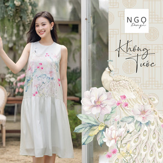 Ngọ Design – Đầm Khổng Tước Pastel – Đầm Suông Sát nách nhún hông