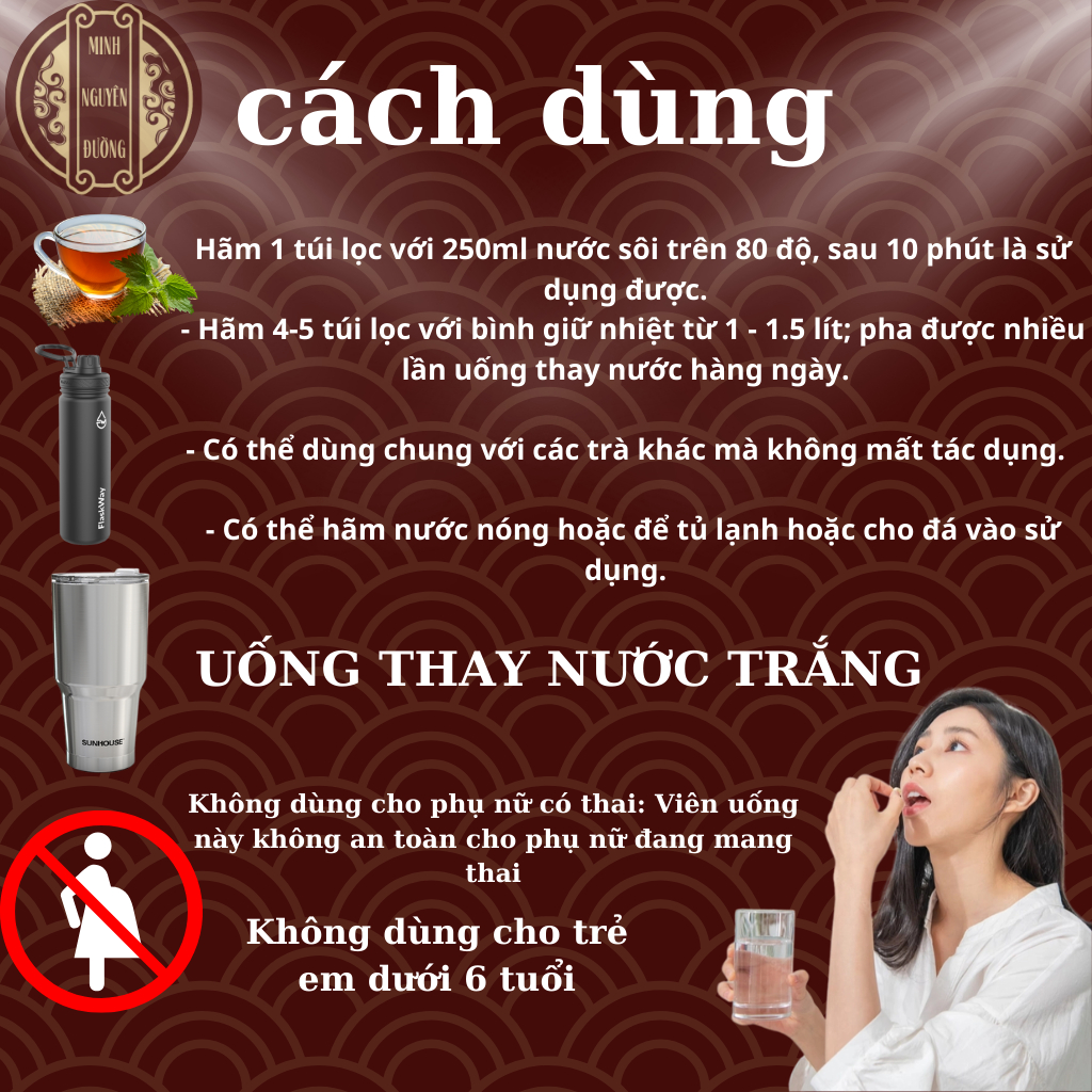 Trà Detox Thải Mỡ Giảm Cân Minh Nguyên Đường - Thải Mỡ Bụng, Mỡ Thành Mạch, Mỡ Nội Tạng, Đốt Mỡ - Bịch 50 Lọc