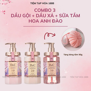 Bộ Dầu Gội Xả Sữa Tắm Nước Hoa Hoa Anh Đào - Tạo Bọt Mịn, Dưỡng Tóc Và Da, Lưu Hương Dài Lâu