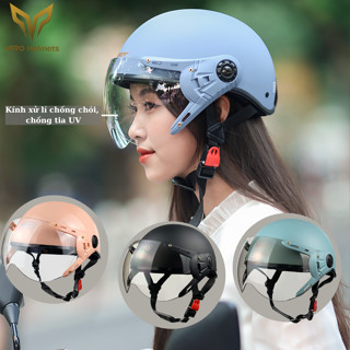 Mũ bảo hiểm nửa đầu VARO A33K có kính chống chói, chống tia uv cao cấp đạt chuẩn Quatest 2