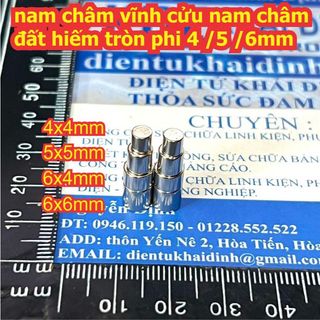 Nam châm vĩnh cửu nam châm đất hiếm trụ tròn phi 2mmn /3mm /5mm /6mm /8mm /10mm /15mm kde4794
