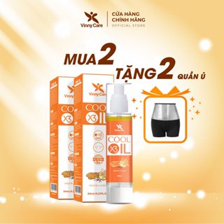 Combo 2 tinh dầu xịt giảm mỡ bụng, mờ rạn da dạng xịt 2in1 Cool-Oil X3 chiết xuất gừng nghệ Vinny Care – Tặng 2 quần ủ
