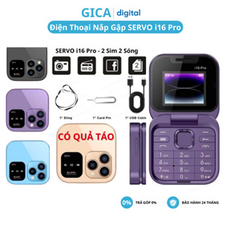 Điện Thoại Mini Nắp Gập SERVO i16 Pro bàn phím mới nhất 2024 2 Sim 2 Sóng, Nghe Gọi, Quay Phim Chụp Ảnh Màn Hình Led