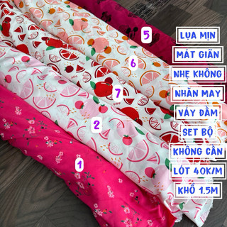 Vải lụa mịn mát không nhăn may váy, áo sơ mi, bộ pizama xinh trẻ.