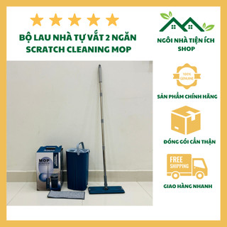 Bộ Lau Nhà Tự Vắt 2 Ngăn SCRATCH CLEANING MOP, Cây Lau Xoay Được Mọi Góc Cạnh, Tặng Kèm Bông Lau