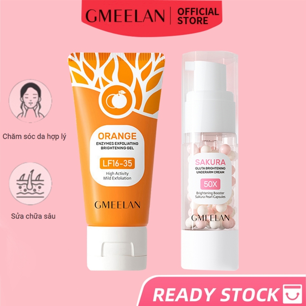 GMEELAN kem trắng nách Sakura Underarm Cream 30g + Gel tẩy tế bào chết body 50g Tẩy Tế Bào Chết Da M