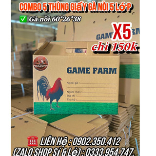 Combo 5, 10 Thùng carton đựng gà đá - Gà nồi 60*26*38 - Gà tre 44*18*30