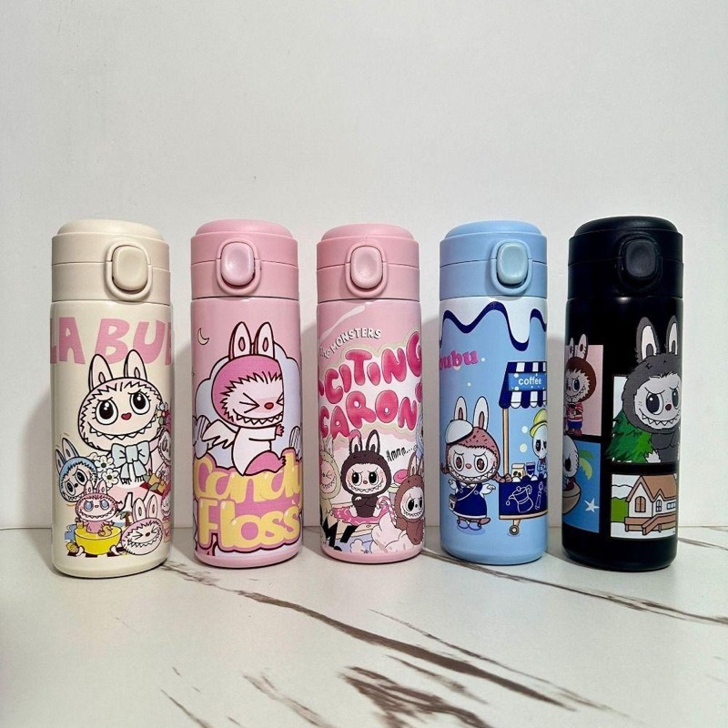  Bình Nước Giữ Nhiệt Bằng Thép Không Gỉ Cỡ Lớn In Họa Tiết Hoạt Hình Gấu Dâu Tây Đáng Yêu Dung Tích 450ml 