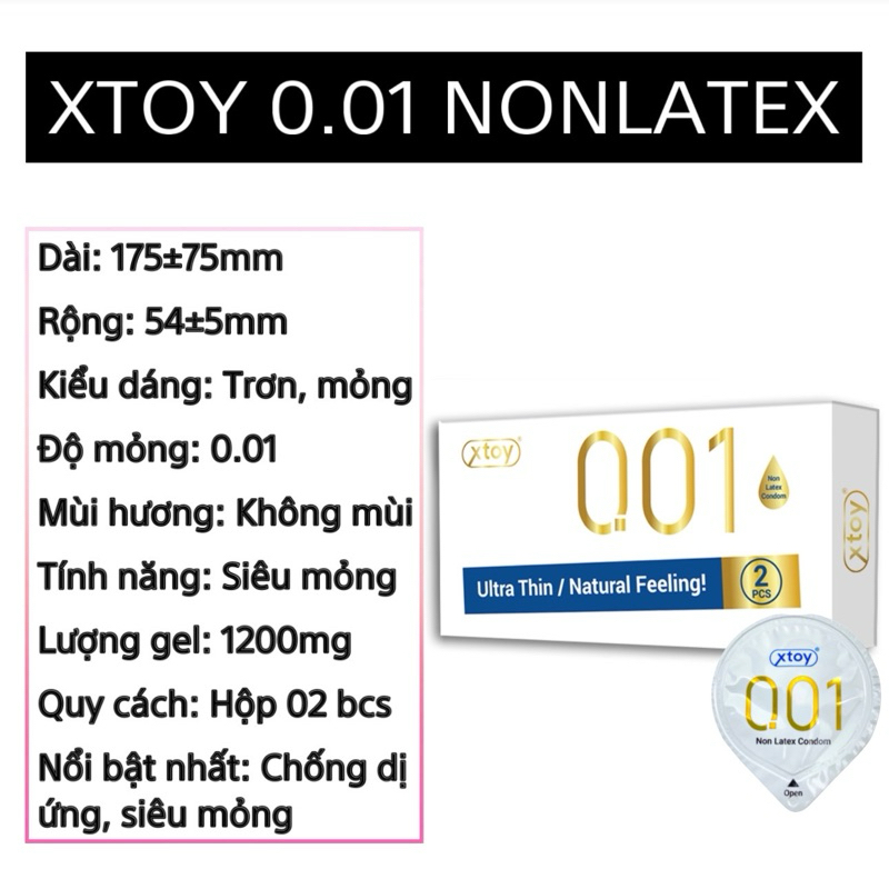 Bao cao su XTOY INVISIBLE siêu mỏng 001, nhiều gel bôi trơn,kéo dài thời gian,có hương thơm, hộp 10 bcs