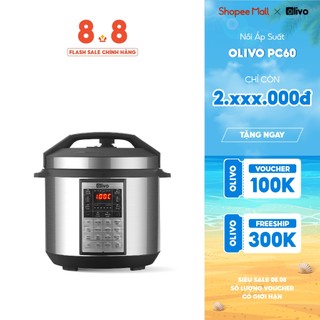 Nồi Áp Suất Điện Đa Năng OLIVO PC60 - 16 Chức Năng - Dung Tích 6L - Công Suất 1000W