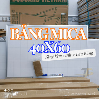 [ HCM - HỎA TỐC ] Bảng mica trắng viết bút lông 40 x 60cm + Tặng bút lông và lau bảng