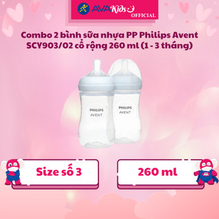 Combo 2 bình sữa nhựa pp philips avent scy903/02 cổ rộng 260 ml
