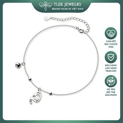 Lắc tay, lắc chân mèo bụng bự bạc s925 cao cấp mix chuông nhỏ ngộ nghĩnh TLEE JEWELRY LT0147