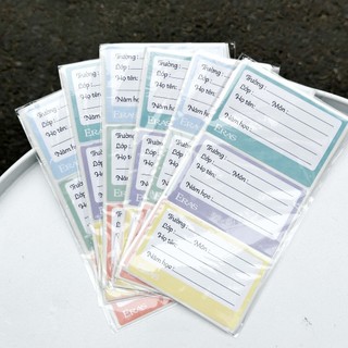 Nhãn vở eras e588 và e587 màu pastel - có 2 kích thước lựa chọn - đóng gói 15 nhãn/tập - nhãn decal bóc dán, bám mực