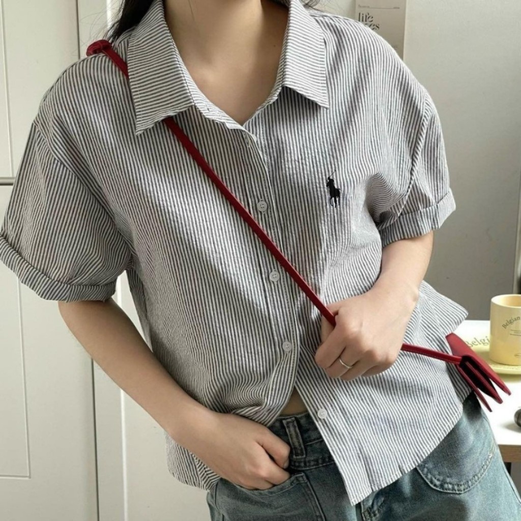 BARE_Áo sơ mi tay ngắn thêu xinh , áo sơ mi form rộng chất kate sọc mát, ít nhăn phong cách basic dễ phối đồ _A391, A354 | BigBuy360 - bigbuy360.vn