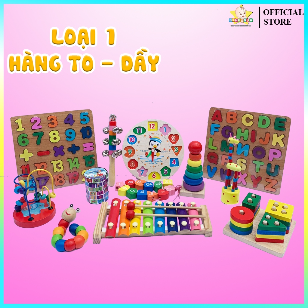 Combo 11 món đồ chơi gỗ montesori cho bé phát triển trí tuệ hàng loại 1 gỗ thông đẹp