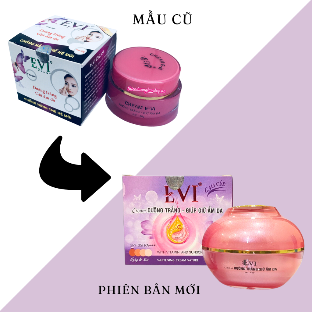 Kem EVI dưỡng trắng giữa ẩm da Cream evi hồng chống nắng thế hệ mới 30g