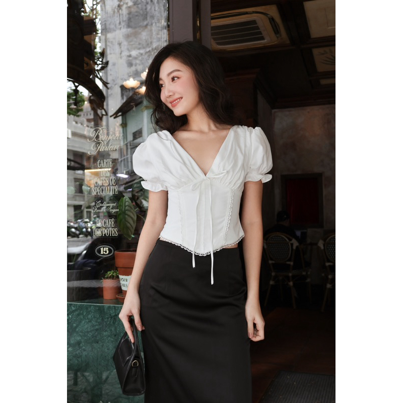 Ceci Cela - Áo cổ V tay bồng Vela