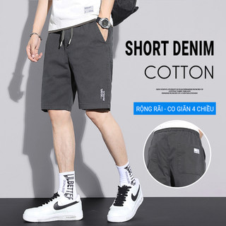 Quần Short Nam ECOLLECT Vải Denim Xước Co Giãn, Phom Ngang Gối Dáng Rộng Thời Trang Mặc Hàng Ngày - QS20
