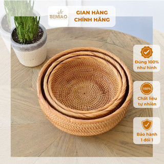 Giỏ mây, rổ mây tròn, khay mây tre đan BEMIAO, rổ mây tròn chất liệu mây tre đan cho bếp của bạn