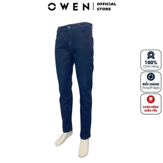 Quần Jean nam cao cấp Owen QJR241260 màu xanh than đậm phom regular fit tôn dáng chất vải bò cotton mềm mịn co giãn