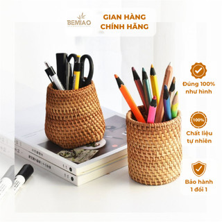 Cốc mây BEMIAO cốc mây tre đan đựng bút, hộp đựng hoa khô, đựng đồ cá nhân, decor phòng học