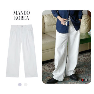 Quần Jean Trắng Ống Rộng Xếp Ly Nam MANDO Phong Cách Hàn Quốc - JEA009