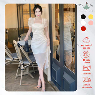 Đầm Body Tơ Nhủ Bông Eo Cổ Vuông Trẻ Trung, Đầm Body Thiết Kế Bigsize, Đầm Trung Niên Mã Body B53