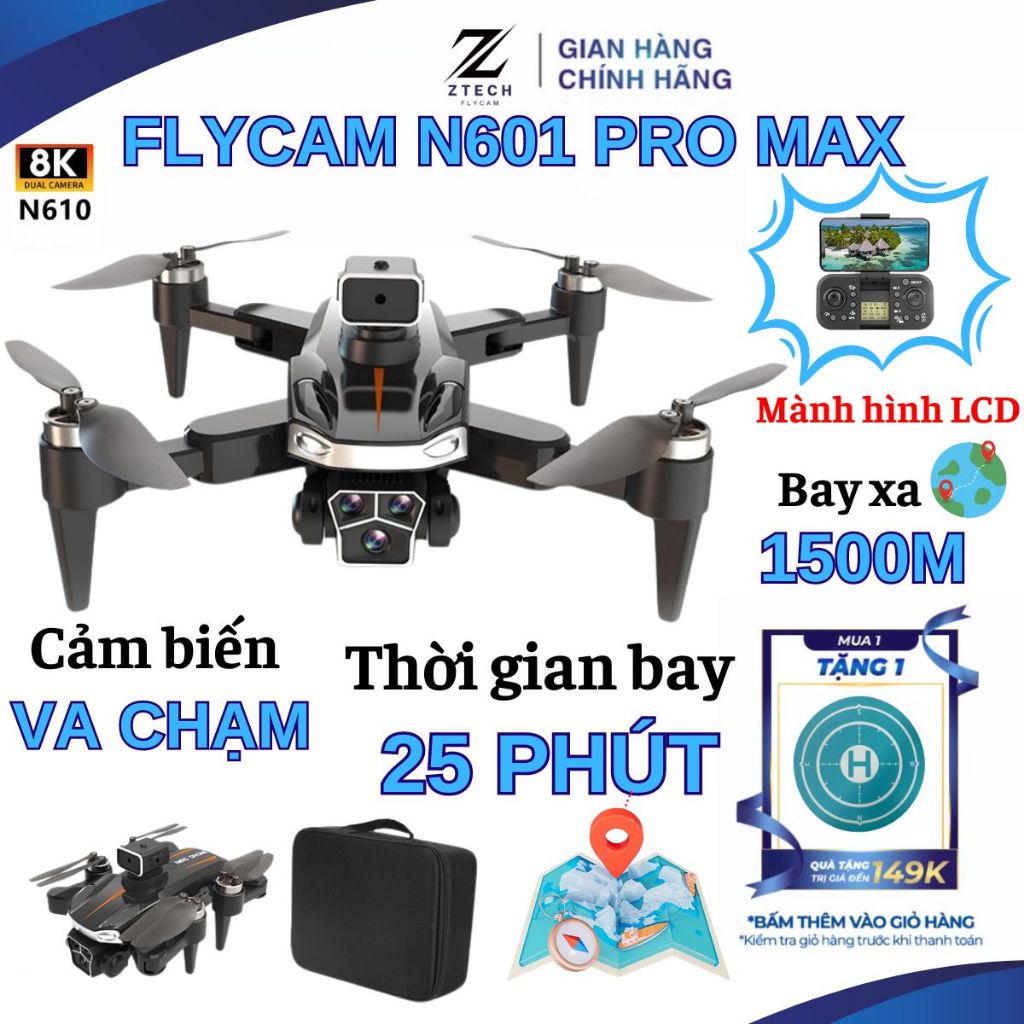 Máy Bay Flycam N610 Pro Max Camera 4k định vị vệ tinh GPS 5.G, Playcam mini quay phim, chụp ảnh | BigBuy360 - bigbuy360.vn