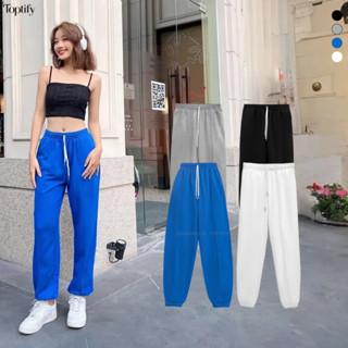 Quần jogger nữ TOPTIFY  trơn cạp chun cotton viền ly phong cách thể thao Rumi Joggers Pants QT13 -TTF007