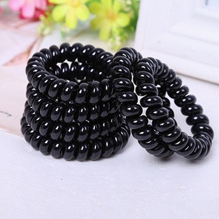 Dây buộc tóc lò xo màu đen, dây cột tóc đen trơn lò xo xoắn, chun buộc tóc, phụ kiện tóc E2001